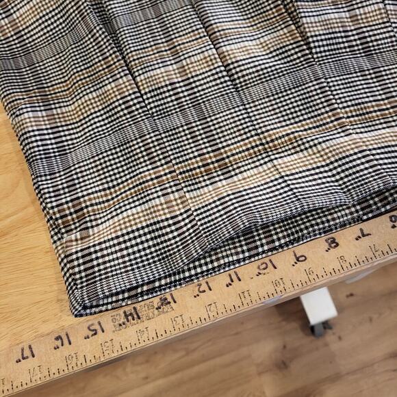 Shinestar Plaid Pleated Black & Brown Mini Skirt Large 20" Waist Elastic - Picture 5 of 5